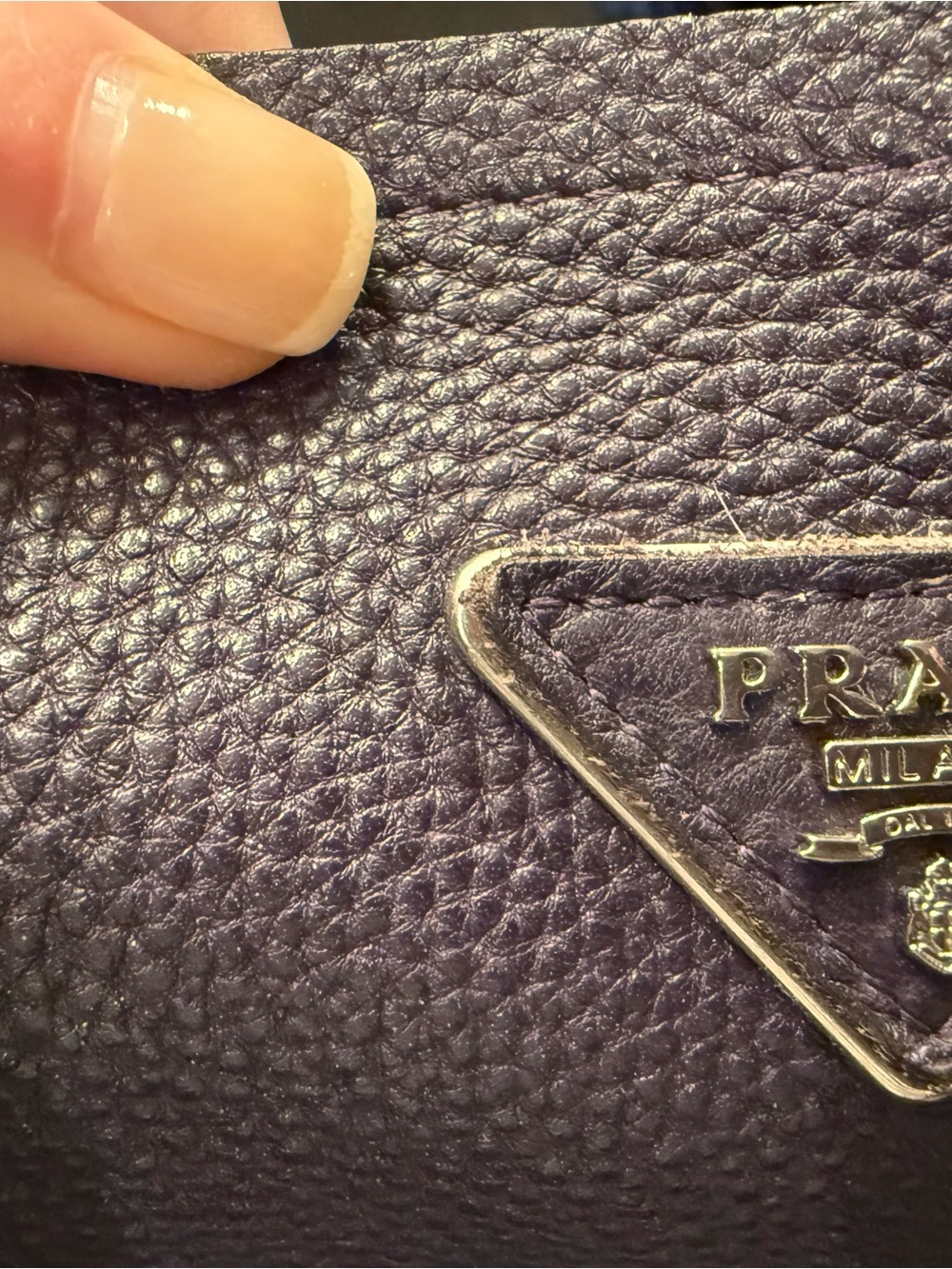 Prada Purple Textured Leather Shoulder Bag - Picture 5 of 5